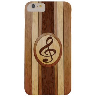 Stylish Faux Wood Treble Clef Inlay Barely There iPhone 6 Plus Case