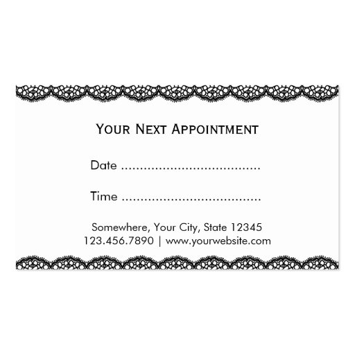 Stylish Fishnet Lace Beauty Salon Appointment Business Card Templates (back side)