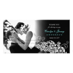 Stylish Floral Paisley Boho Chic Wedding Thank You Photo Card
