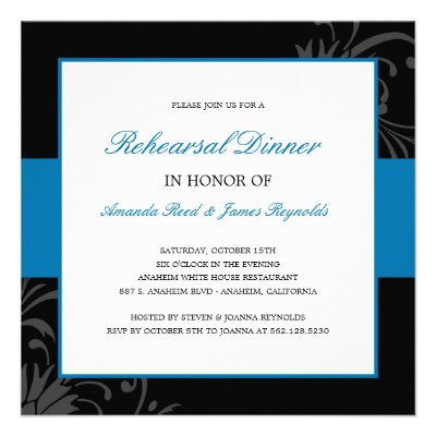 Stylish Floral Rehearsal Dinner Invitation (Blue)
