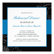 Stylish Floral Rehearsal Dinner Invitation (Blue)