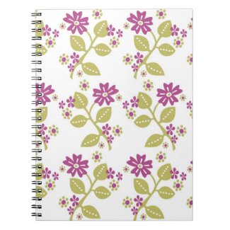 Stylish Flowers And Leaves Floral Notebook