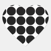 Stylish Gifts for Girls Black Polka Dots on White Heart Sticker