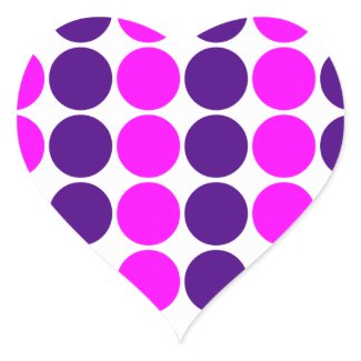 Stylish Gifts for Girls : Pink &amp; Purple Polka Dots Heart Stickers