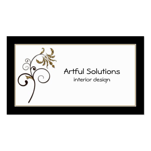 Stylish Gold Black Swirl Business Card (front side)