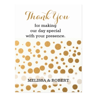 Stylish Gold Confetti Wedding Thank You