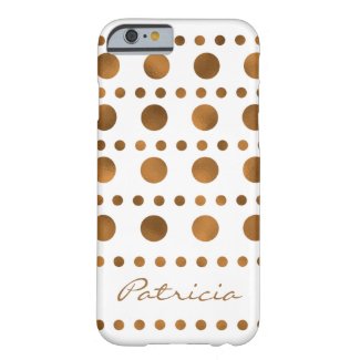 Stylish Gold Dots Pattern Personalized Barely There iPhone 6 Case