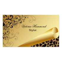 Stylish Gold & Jaguar Print Business Card business cards