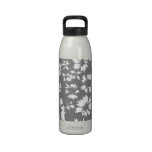 Stylish Gray and White Floral Pattern. Drinking Bottles