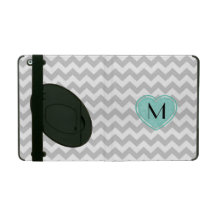 Stylish Gray Chevron Monogram iPad Case with Stand