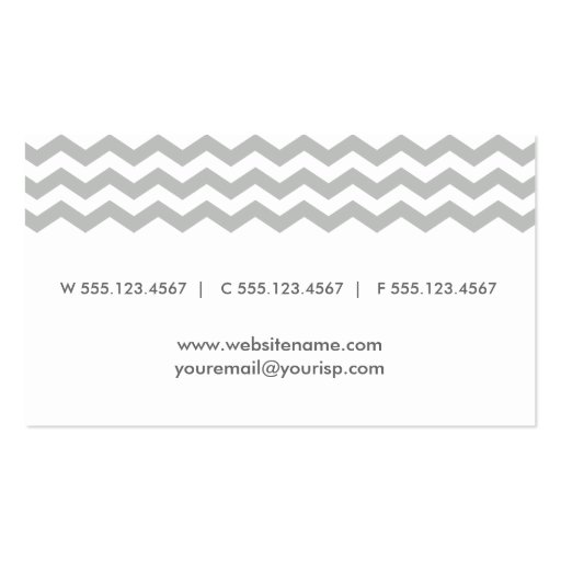 Stylish Gray Chevron Stripes Business Card Template (back side)