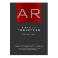 Stylish Gray Red Trendy Monogram Business Card