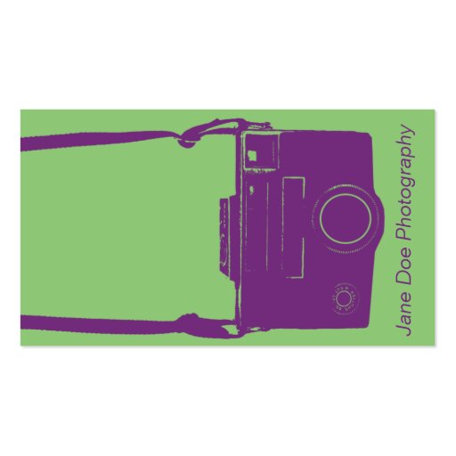 Stylish Green and Blue Trendy Retro Film Camera Business Card (front side)
