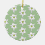 Stylish Green and White Lily Pattern. Ornaments