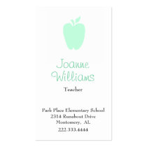 Stylish Green Apple Teacher Business Card business cards