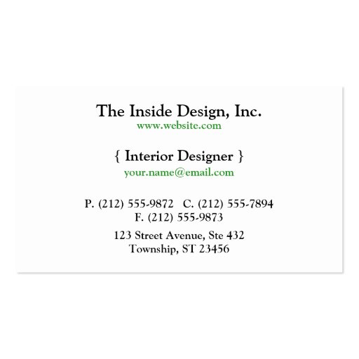 Stylish Green Chevron Business Cards (back side)