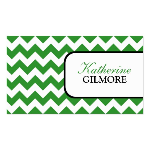 Stylish Green Chevron Business Cards