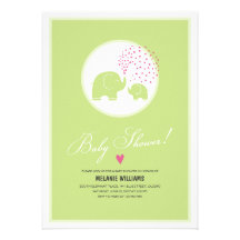 Stylish Green Elephants Baby Shower Invitation