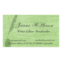 Stylish Green Feather   Writer Journalist Business Card
