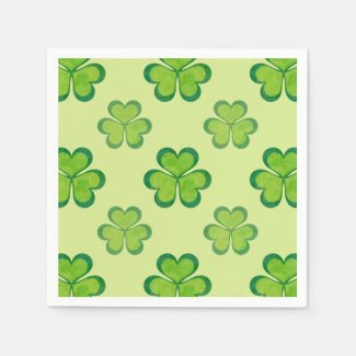 Stylish Green Lucky Shamrocks Clovers Pattern Standard Cocktail Napkin