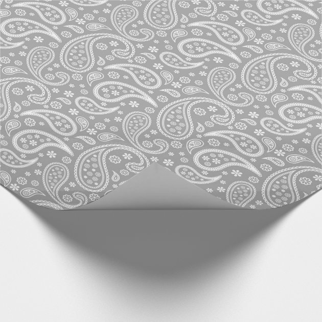 Stylish Grey Paisley Pattern Wrapping Paper-3