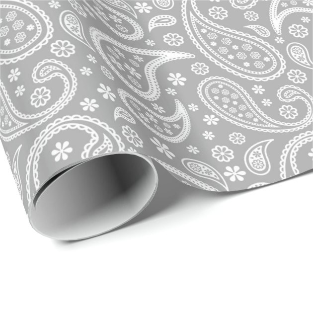 Stylish Grey Paisley Pattern Wrapping Paper 1/4