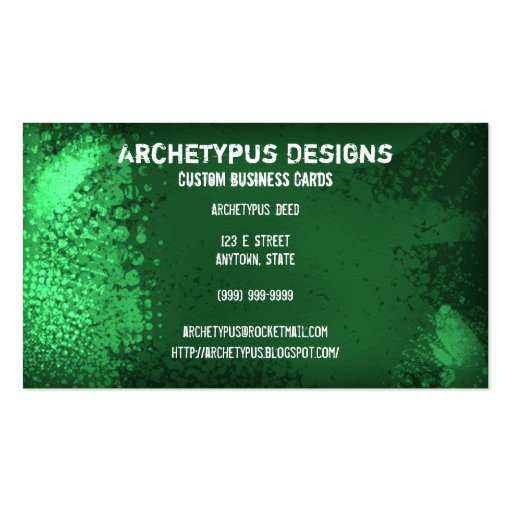 Stylish Grunge - Green Business Card (front side)