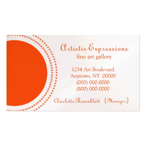 Stylish Half Circles Business Card, Orange (front side)