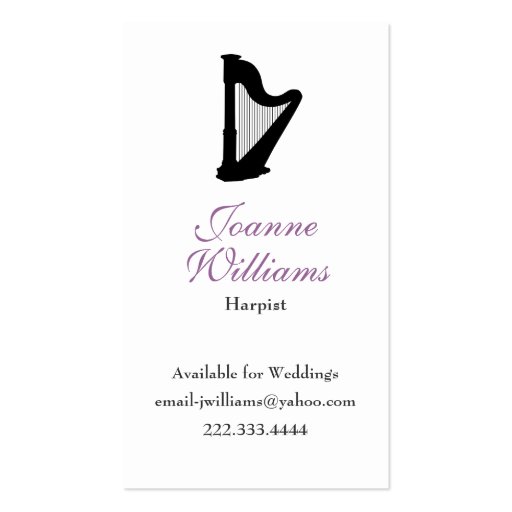 Stylish Harpist Business Card (front side)