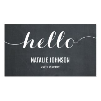 Stylish Hello Modern Business Card - Chalkboard