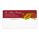 Stylish holly leaf Christmas red gold shipping label