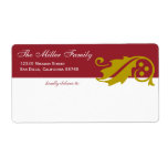 Stylish holly leaf Christmas red gold shipping Shipping Label