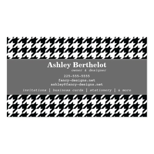 Stylish Houndstooth Business Card Template (back side)