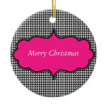 Stylish Houndstooth "Merry Christmas" Ornament ornaments