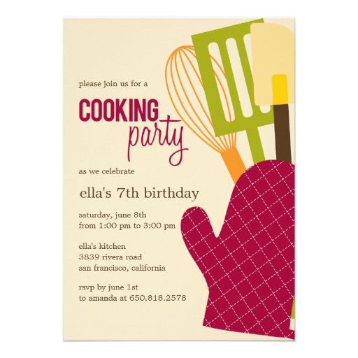 Stylish Kitchen Cooking Party Invitations