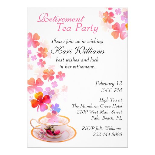 Stylish Ladies Retirement Tea Party Invitation