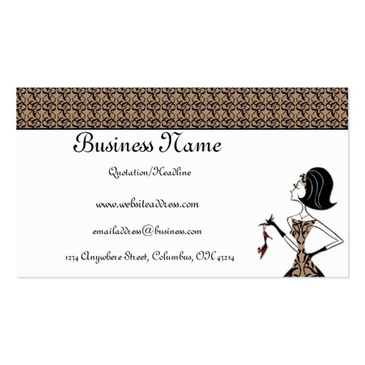 Stylish Lady with a Shoe Business Cards (front side)