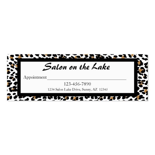 Stylish Leopard Print Appointment Card Business Card Template (back side)