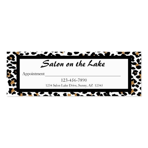 Stylish Leopard Print Appointment Card Business Card (back side)