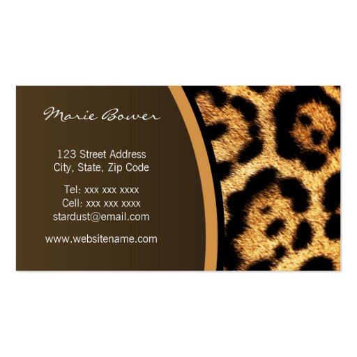 Stylish Leopard Print Business Cards (back side)