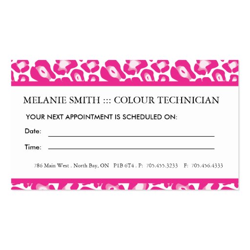 Stylish Leopard Print Business Cards (back side)