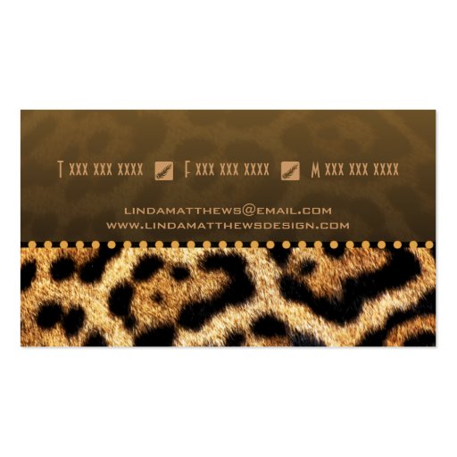Stylish Leopard Print Monogram Business Cards (back side)