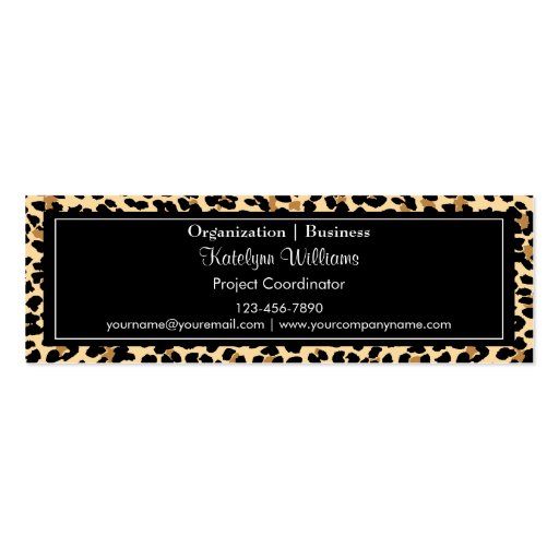 Stylish Leopard Print Skinny Business Card (front side)