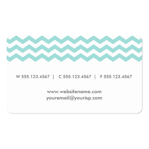 Stylish Light Aqua Chevron Stripes Business Card Templates (back side)
