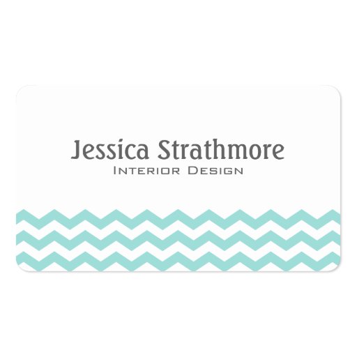 Stylish Light Aqua Chevron Stripes Business Card Templates (front side)