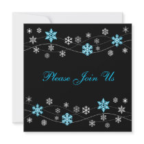 Stylish Light Blue Snowflakes Invitation Template