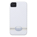 Stylish Light Blue & White Checkered iPhone 4 Case