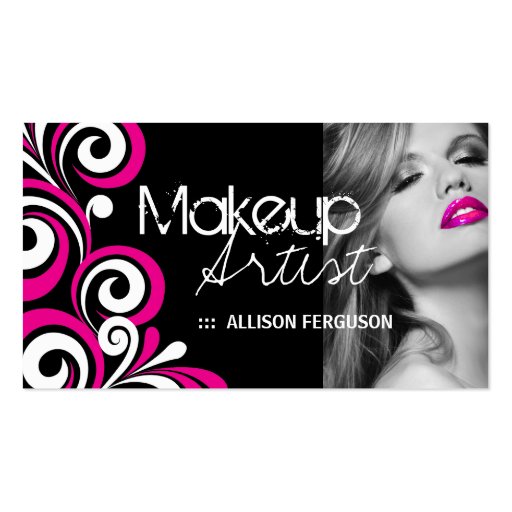 Stylish Makeup Artist Business Card Template (front side)