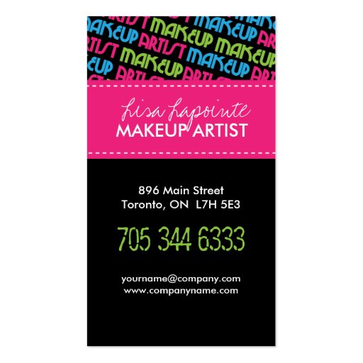 Stylish Makeup Artist Business Cards (back side)