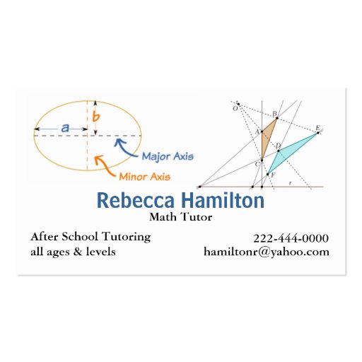 Stylish Math Tutor / Teacher's Business Card (front side)